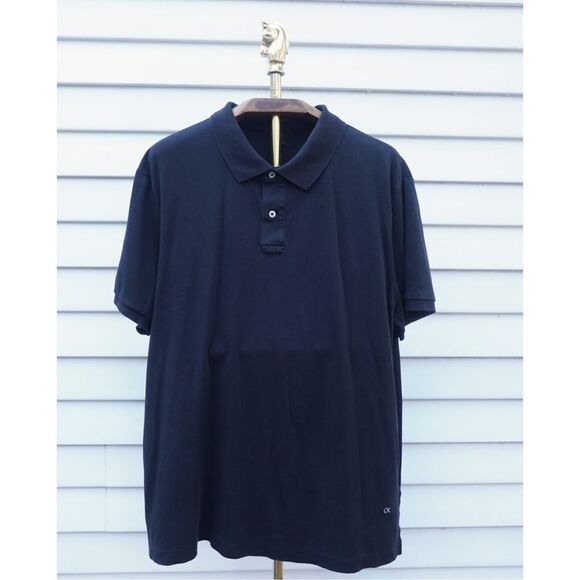 Calvin Klein 100% Cotton Black 1/4 Button Down Polo Shirt - Picture 1 of 7